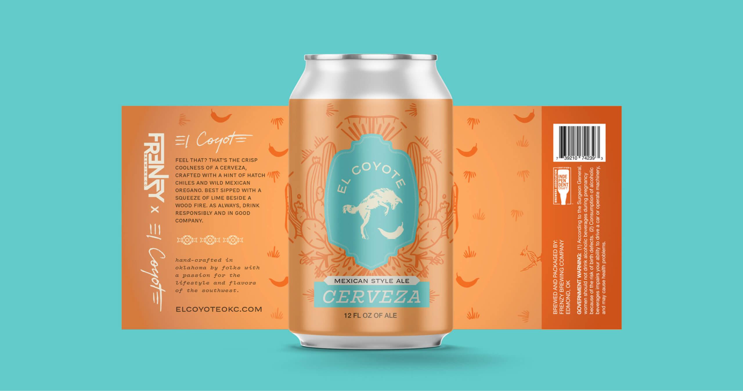El Coyote Beer Can Product Labeling